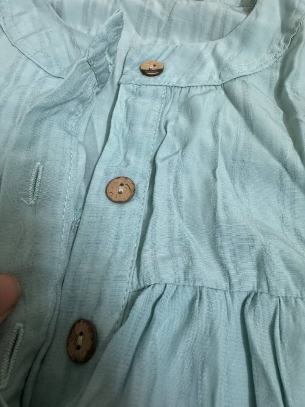 Blue Button Front Top - Picture 2 of 3